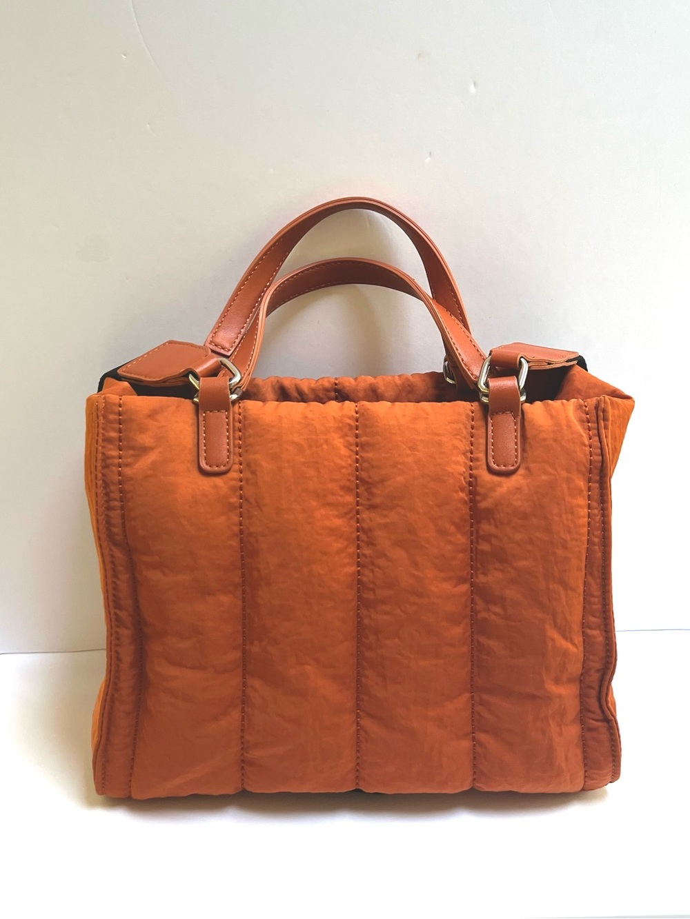 Rust Orange Padded Shoulder Bag with Handles